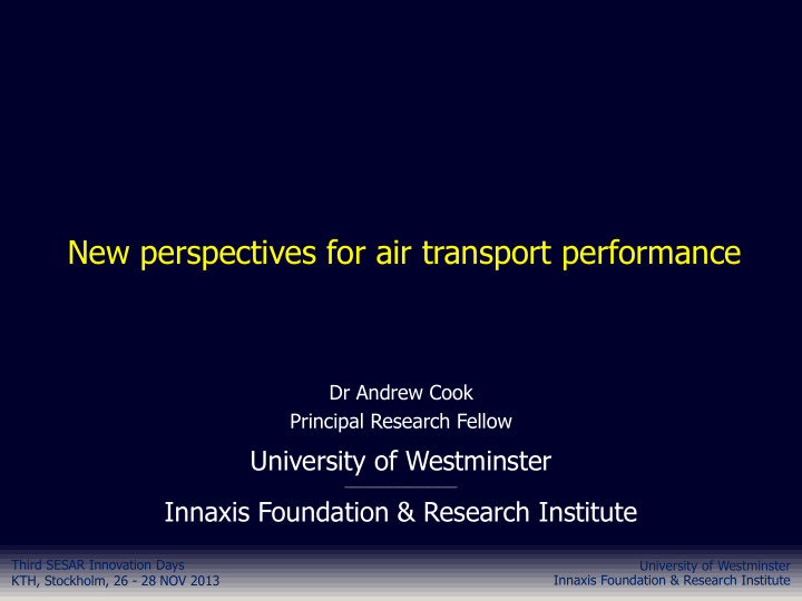 new perspectives for air transport performance