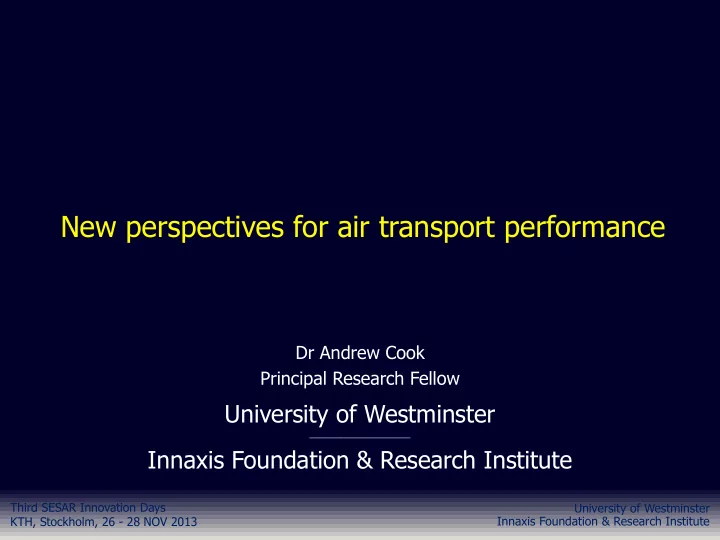 new perspectives for air transport performance