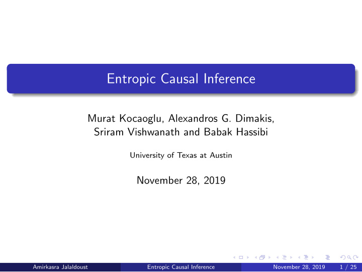 entropic causal inference