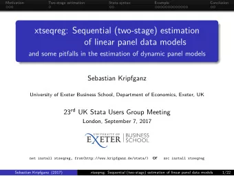 xtseqreg: Sequential (two-stage) estimation  of linear panel data models  and some pitfalls in the
