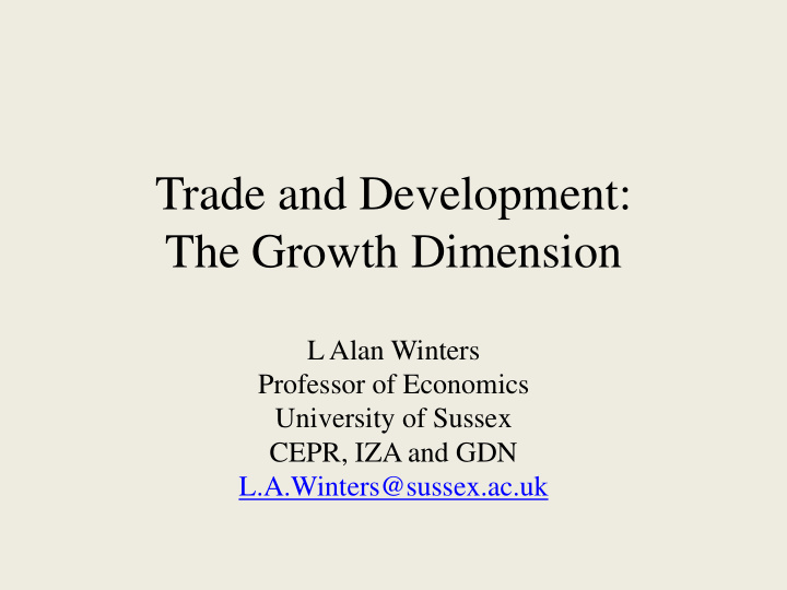 trade and development