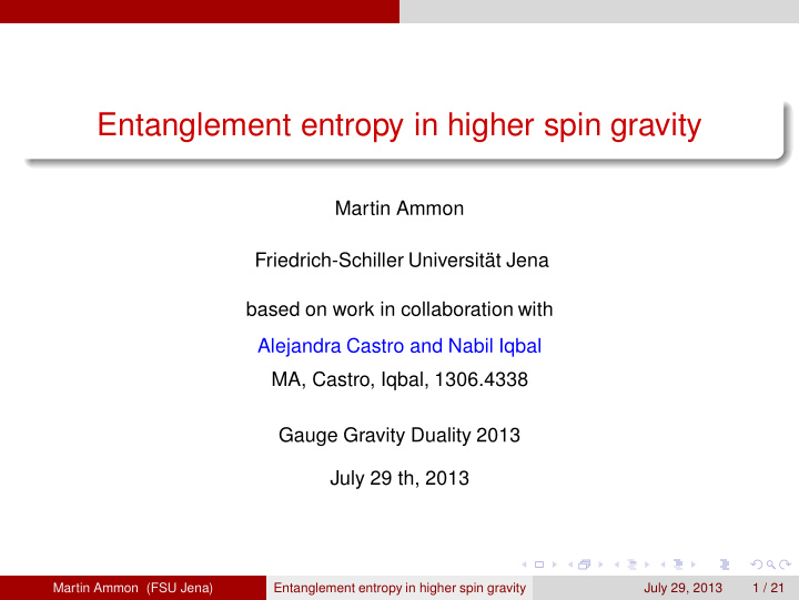 entanglement entropy in higher spin gravity