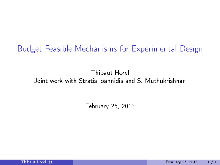 budget feasible mechanisms for experimental design