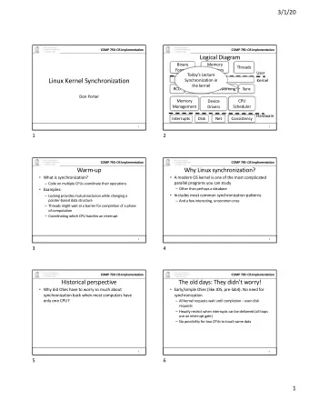 Linux Kernel Synchronization  System Calls  Synchronization in  Kernel  the kernel  RCU  File