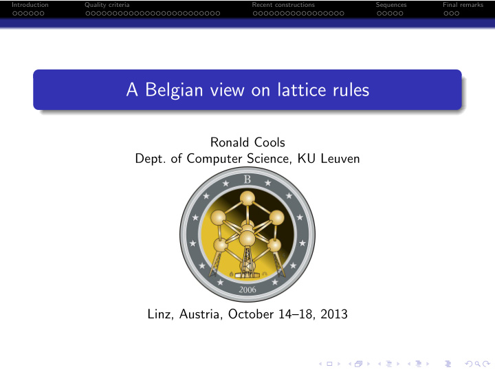 a belgian view on lattice rules