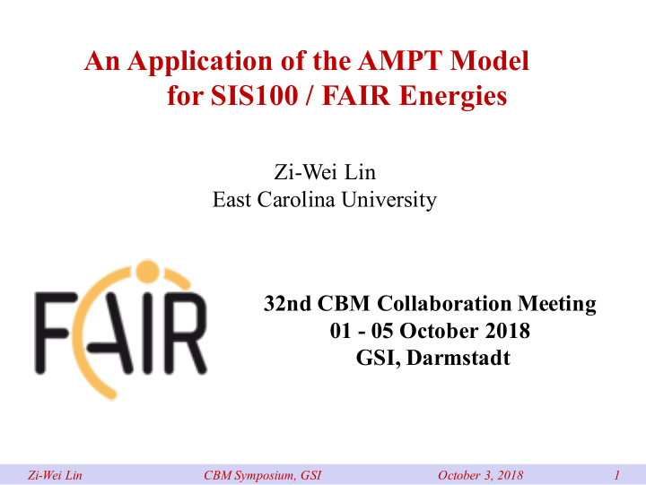 an application of the ampt model for sis100 fair energies