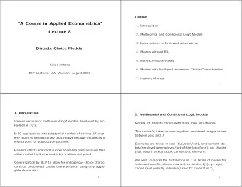 A Course in Applied Econometrics  1. Introduction  Lecture 8  2. Multinomial and Conditional