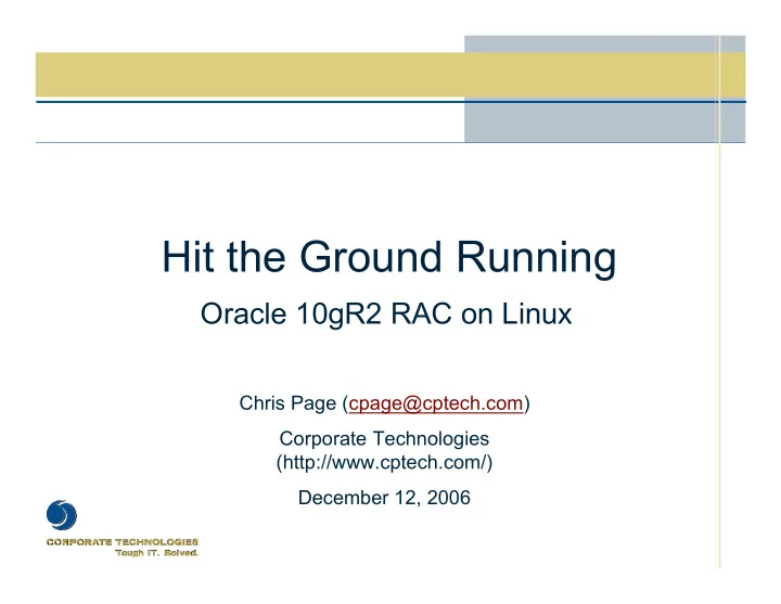 hit the ground running