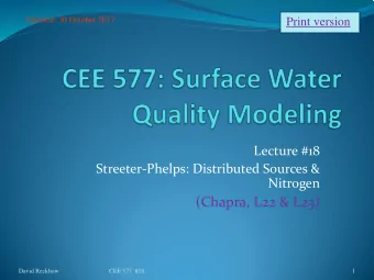 (Chapra, L22 &amp; L23)  David Reckhow  CEE 577  #18  1  Nitrogen (Chapra L23)