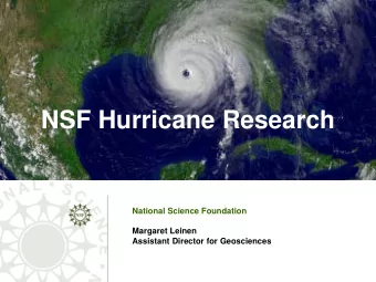 National Science Foundation  Margaret Leinen  Assistant Director for Geosciences  NSF Directorate