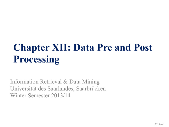 chapter xii data pre and post processing