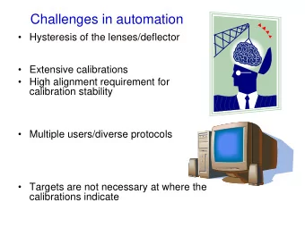 Challenges in automation   Hysteresis of the lenses/deflector   Extensive calibrations