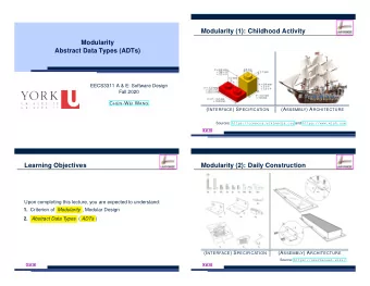 Modularity (1): Childhood Activity  Modularity  Abstract Data Types (ADTs)  EECS3311 A &amp; E: