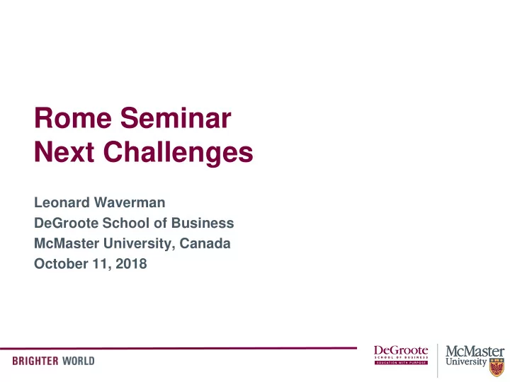 rome seminar next challenges