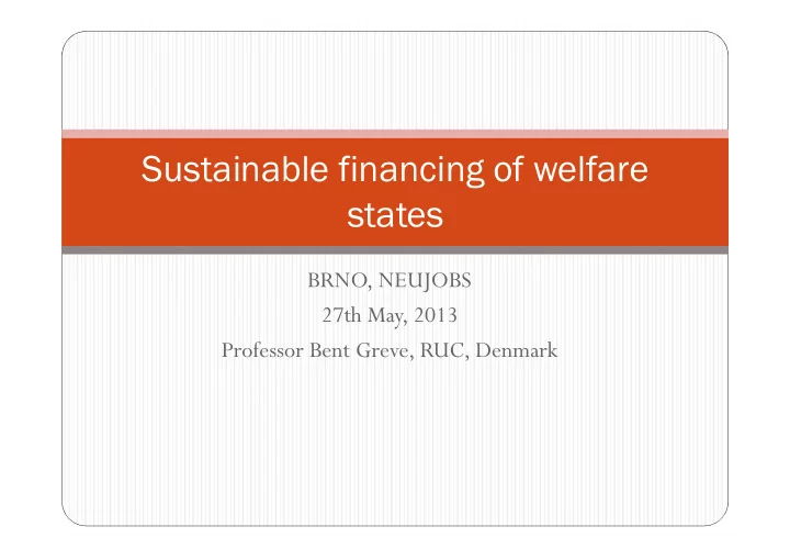 sustainable financing of welfare states