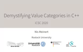 Demystifying Value Categories in C++  iCSC 2020  Nis Meinert  Rostock University  Disclaimer
