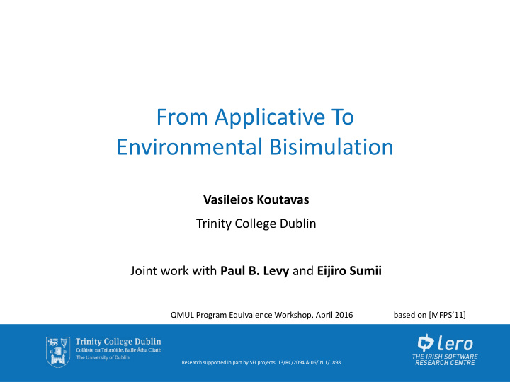 from applicative to environmental bisimulation