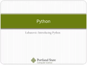 Python  Lubanovic: Introducing Python  Why Pyth  thon?  on?  Full-stack course covers NodeJS