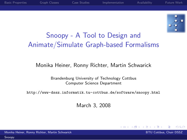 snoopy a tool to design and animate simulate graph based