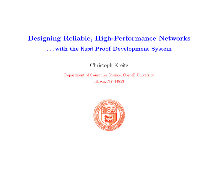 designing reliable high performance networks