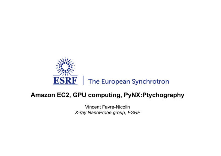 amazon ec2 gpu computing pynx ptychography