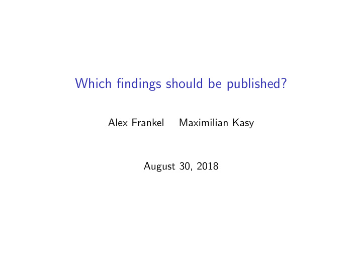which findings should be published