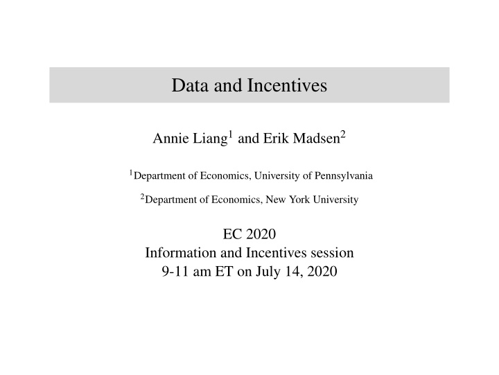 data and incentives