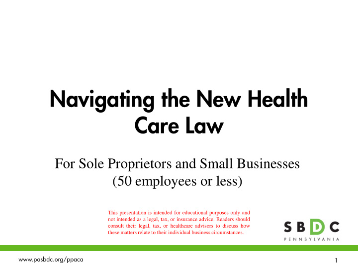 navigating the new health care law