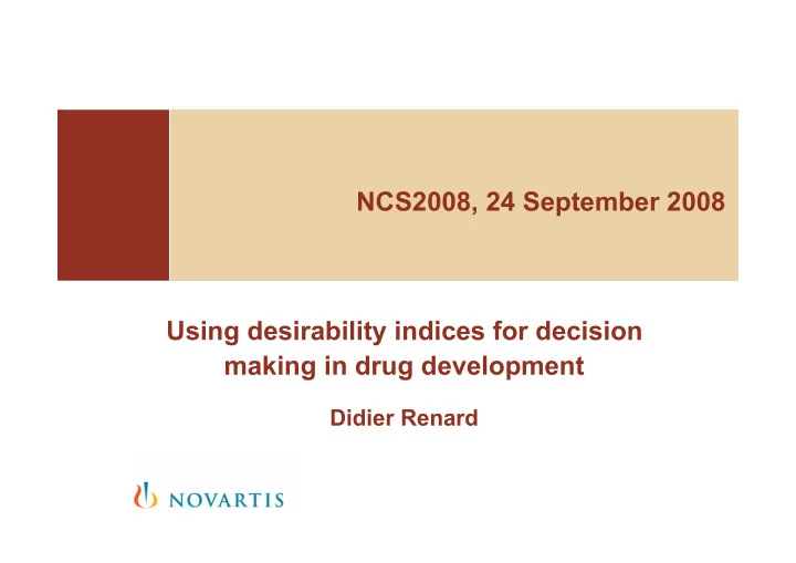 ncs2008 24 september 2008 using desirability indices for