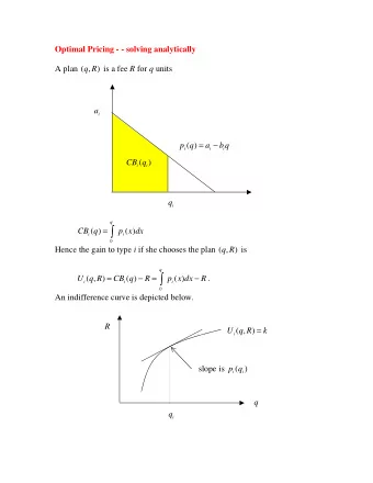 =   CB q  ( )  p x dx  ( )  i  i  0 Hence the gain to type i if she chooses the plan ( , ) q R