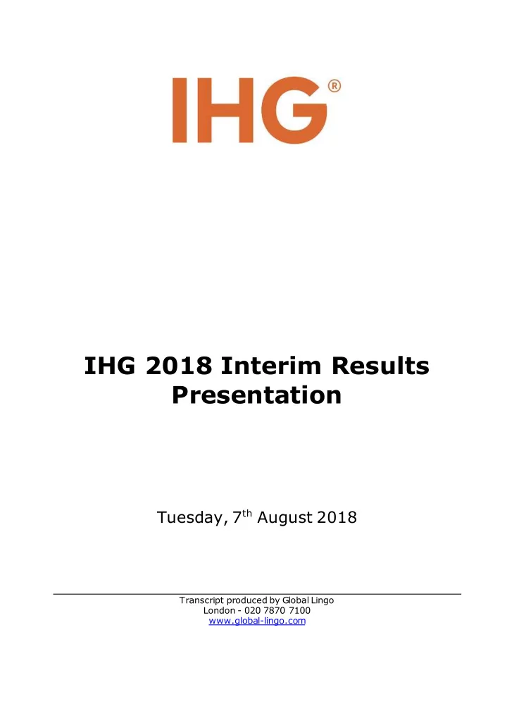 ihg 2018 interim results presentation