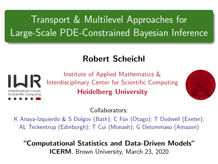 transport multilevel approaches for large scale pde