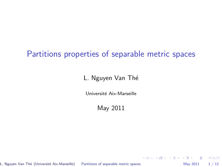 partitions properties of separable metric spaces