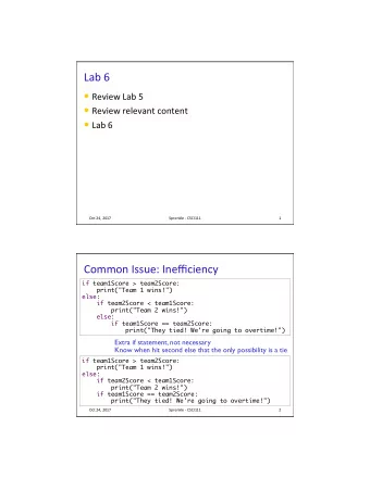 Lab 6  Review Lab 5  Review relevant content  Lab 6  Oct 24, 2017  Sprenkle - CSCI111  1