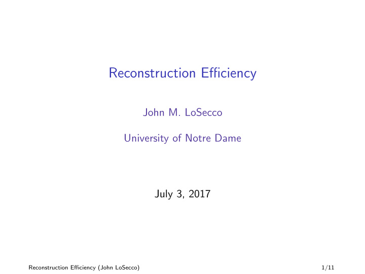 reconstruction efficiency
