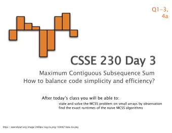 Maximum Contiguous Subsequence Sum  How to balance code simplicity and efficiency?  After todays