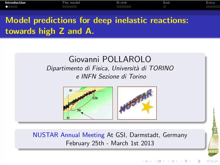 model predictions for deep inelastic reactions towards