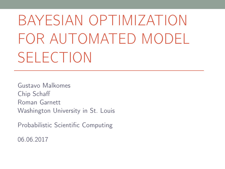 bayesian optimization for automated model selection