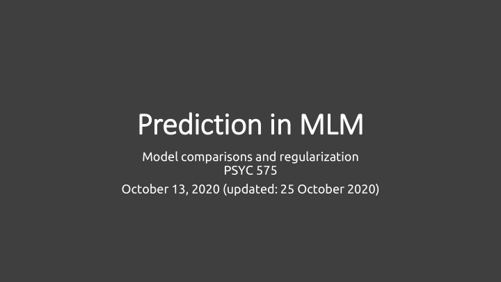 prediction in mlm