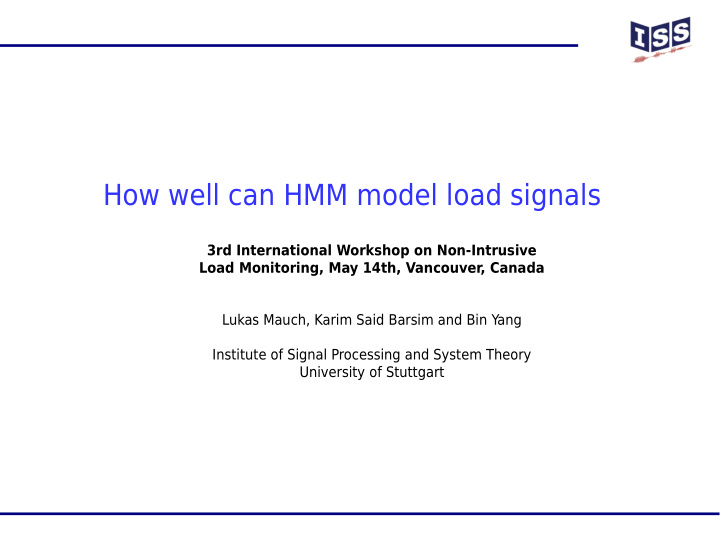 how well can hmm model load signals