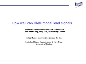 How well can HMM model load signals  3rd International Workshop on Non-Intrusive  Load Monitoring,