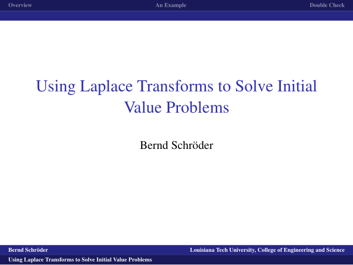 using laplace transforms to solve initial value problems