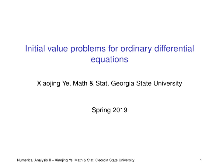 initial value problems for ordinary differential equations