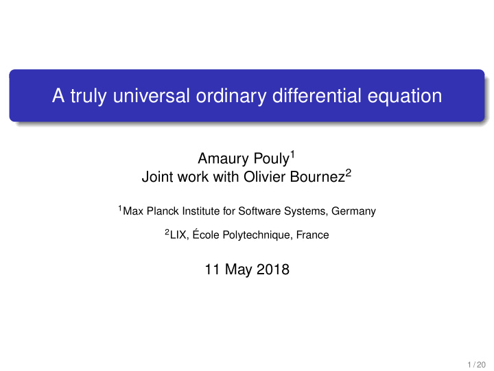 a truly universal ordinary differential equation