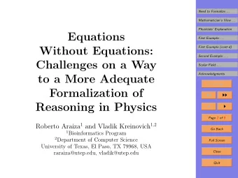 Equations  First Example: . . .  First Example (cont-d)  Without Equations:  Second Example: . . .