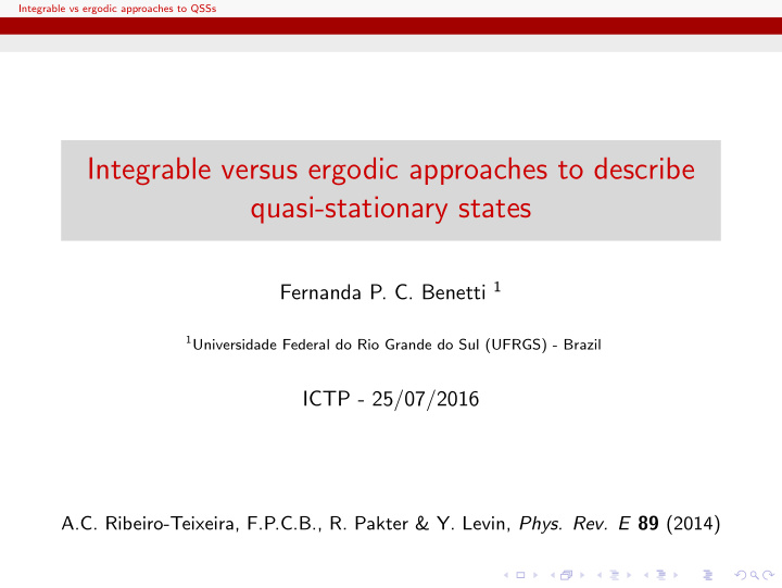 integrable versus ergodic approaches to describe quasi