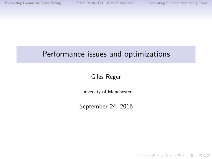 performance issues and optimizations