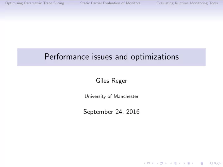 performance issues and optimizations