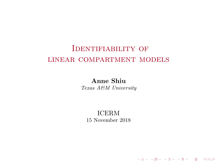 identifiability of linear compartment models