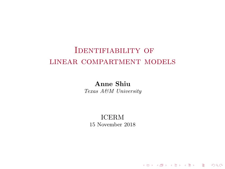 identifiability of linear compartment models